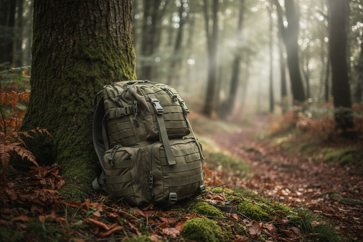 ruck sack in woods